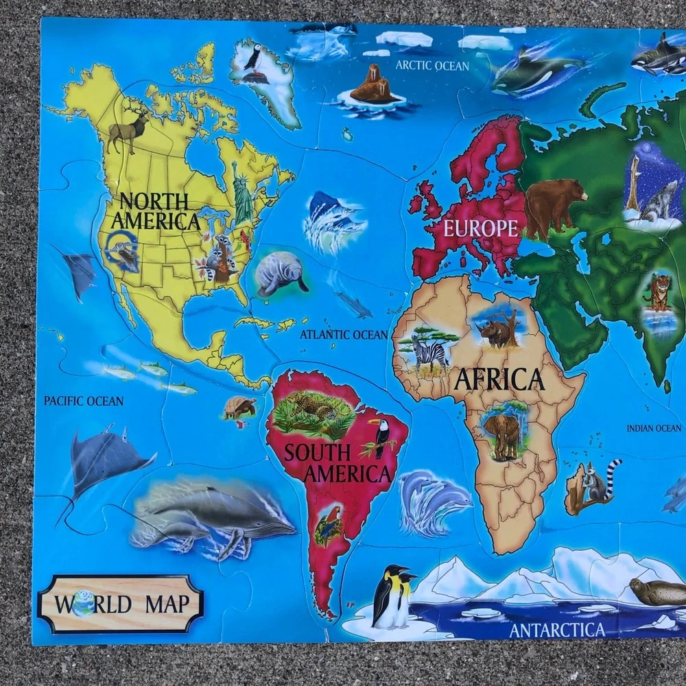 - World Map 2 x 3 Foot Floor Puzzle! EUC!